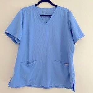 Figs XL ceil blue scrub top